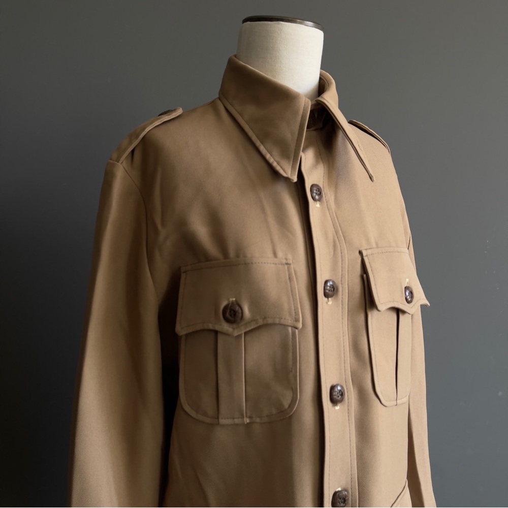 Safari Jacket Tan Italian Utility Chic Minimalist Quiet Luxury Field Coat Staple - Picture 2 of 7